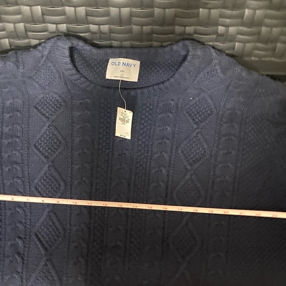 Old Navy Men's Cozy Crewneck Cable-Knit Cotton Sweater Navy Blue XXL NWT gift - Picture 4 of 5